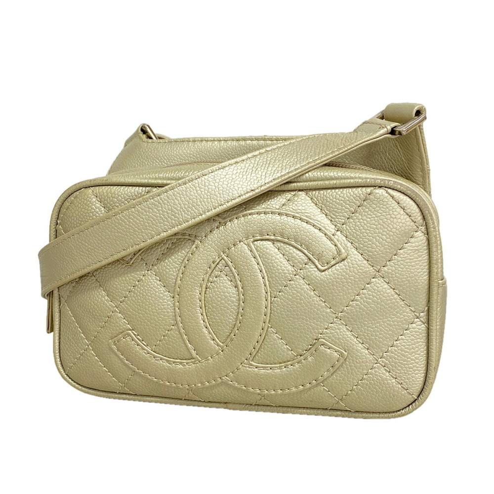Chanel Matelassé Shoulder Bag, Caviar Leather, Metallic Gray, Women's